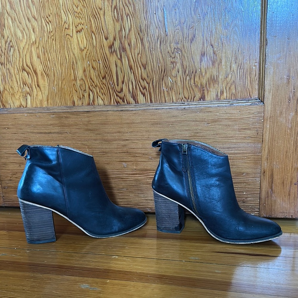 BP Black Ankle Booties with Wooden Heel